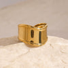 Stainless Steel Geometric Ring With Electroplating And Quiet Design Sense