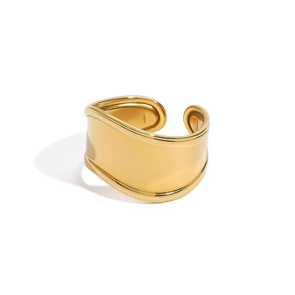 Stainless Steel Geometric Ring With Electroplating And Quiet Design Sense