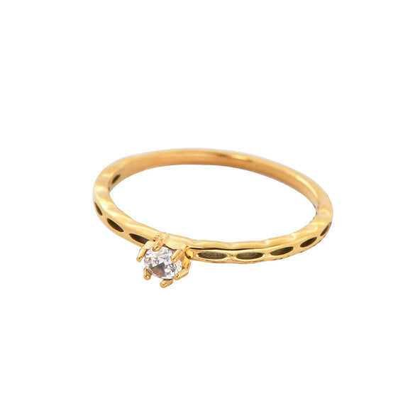 Stainless Steel Geometric Ring With Zircon Electroplated Highgrade Design Unisex And Women's Style