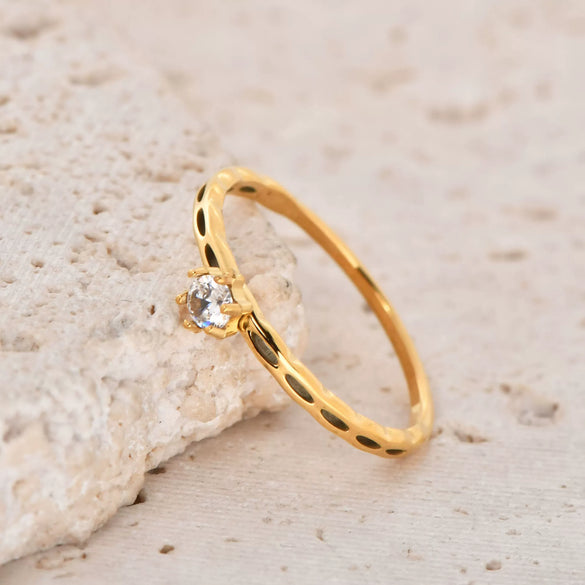 Stainless Steel Geometric Ring With Zircon Electroplated Highgrade Design Unisex And Women's Style