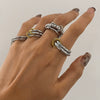 Stainless Steel Geometric Rings With Electroplating For Women