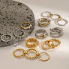 Stainless Steel Geometric Rings With Electroplating For Women