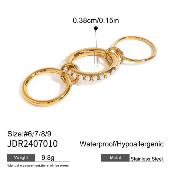 Stainless Steel Geometric Rings With Electroplating For Women