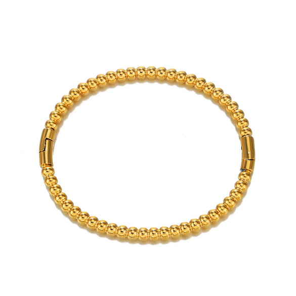 Stainless Steel Geometric Round Bead Bracelet For Women Gold Inlaid Jewelry