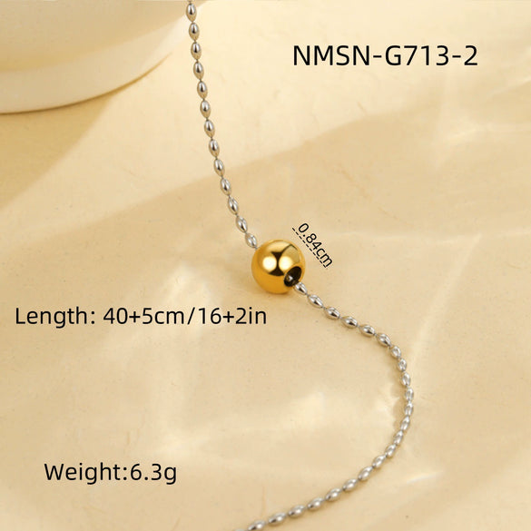 Stainless Steel Geometric Round Bead Necklace Electroplating Fashion Women's Clavicle Chain
