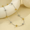 Stainless Steel Geometric Round Bead Necklace For Women Electroplated Fashion Style