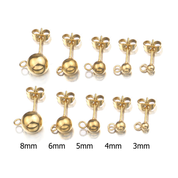 Stainless Steel Geometric Round Bead Welding Pin Hanging Earrings Handmade Jewelry Accessories Electroplated