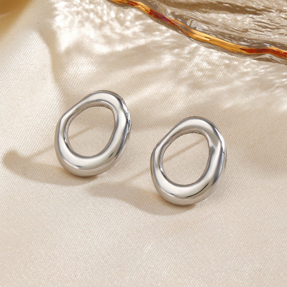 Stainless Steel Geometric Round Electroplated Women's Earrings