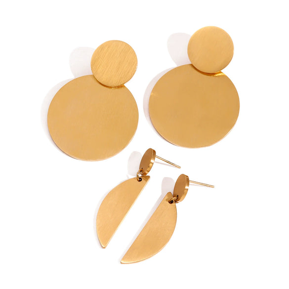 Stainless Steel Geometric Round Electroplated Women's Earrings