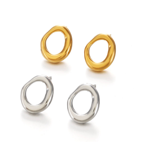 Stainless Steel Geometric Round Electroplated Women's Earrings
