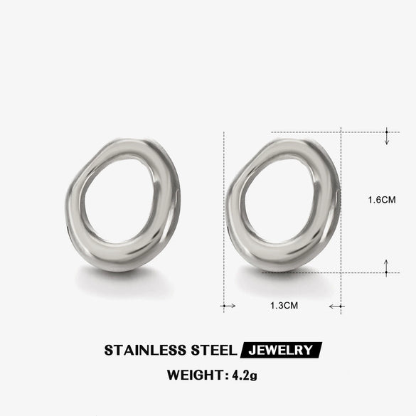 Stainless Steel Geometric Round Electroplated Women's Earrings