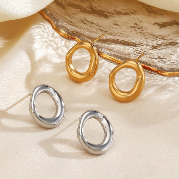 Stainless Steel Geometric Round Electroplated Women's Earrings