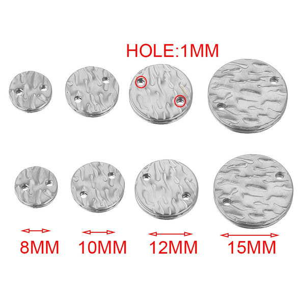 Stainless Steel Geometric Round Embossed Wafer Pendant With Hole Electroplated Jewelry Accessories For Diy Earrings And Necklace
