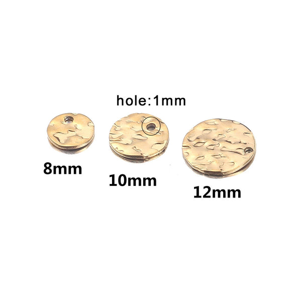 Stainless Steel Geometric Round Embossed Wafer Pendant With Hole Electroplated Jewelry Accessories For Diy Earrings And Necklace