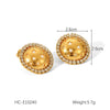 Stainless Steel Geometric Round Stars Hollow Diamond Earrings For Women With Electroplating Design