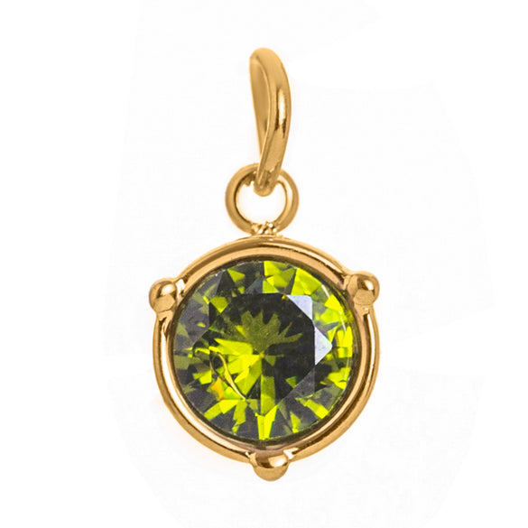 Stainless Steel Geometric Round Zircon Inlaid Electroplating Birthstone Pendant