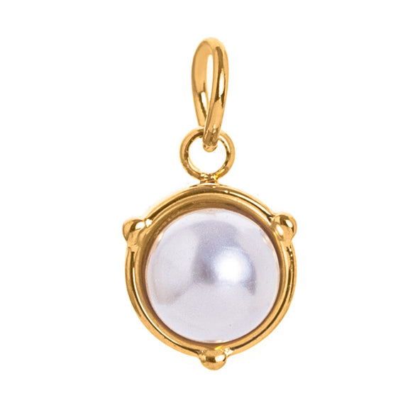 Stainless Steel Geometric Round Zircon Inlaid Electroplating Birthstone Pendant