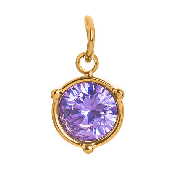 Stainless Steel Geometric Round Zircon Inlaid Electroplating Birthstone Pendant