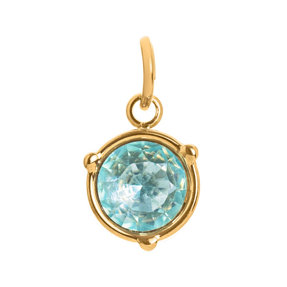 Stainless Steel Geometric Round Zircon Inlaid Electroplating Birthstone Pendant