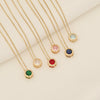 Stainless Steel Geometric Round Zirconium Necklace With Electroplating Treatment