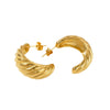 Stainless Steel Geometric Semicircle Stud Earrings Vacuum Plated 18K Real Gold