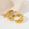 Stainless Steel Geometric Semicircle Stud Earrings Vacuum Plated 18K Real Gold