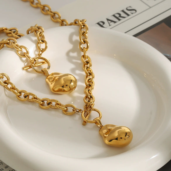 Stainless Steel Geometric Shaped Ball Pendant Cross Chain Ot Buckle Women's Bracelet With 18K Gold Plated Electroplating