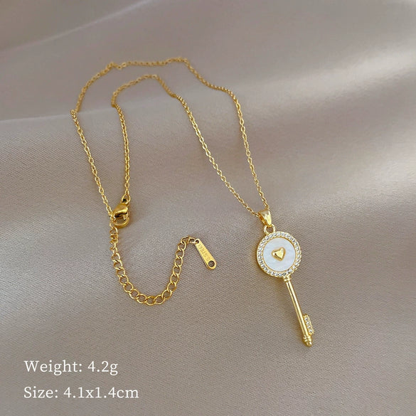 Stainless Steel Geometric Shell Pendant Women's Allmatch Clavicle Necklace