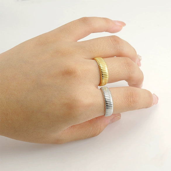 316L Stainless Steel Geometric Simple Style Ring With Electroplating