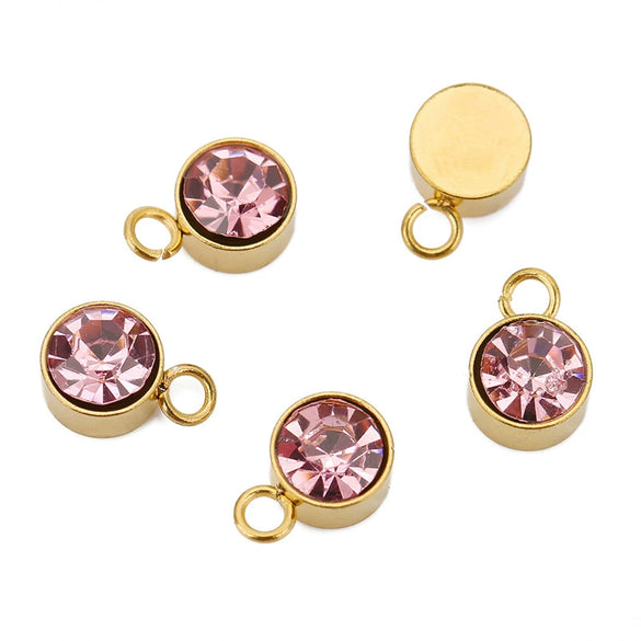 Stainless Steel Geometric Smooth Inlay Zircon Pendant And Bracelet Accessories