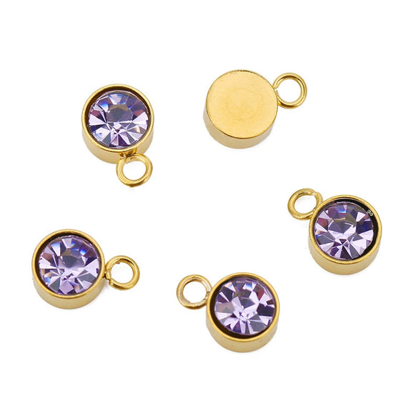 Stainless Steel Geometric Smooth Inlay Zircon Pendant And Bracelet Accessories