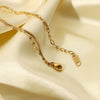 Stainless Steel Geometric Snake Bone Chain Double Layer Zircon Bracelet For Women With Electroplating
