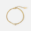 Stainless Steel Geometric Snake Bone Chain Double Layer Zircon Bracelet For Women With Electroplating