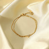 Stainless Steel Geometric Snake Bone Chain Double Layer Zircon Bracelet For Women With Electroplating