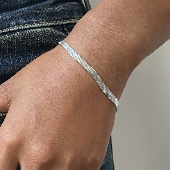 Stainless Steel Geometric Snake Flat Chain Bracelet Jewelry With Electroplating