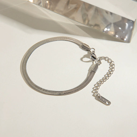 Stainless Steel Geometric Snake Flat Chain Bracelet Jewelry With Electroplating