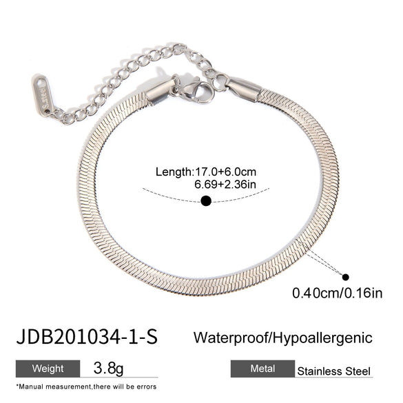 Stainless Steel Geometric Snake Flat Chain Bracelet Jewelry With Electroplating