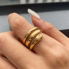 Stainless Steel Geometric Snake Series Electroplated Inlaid Zirconium Women's Ring