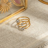Stainless Steel Geometric Spherical Multi Layer Opening Ring Electroplated