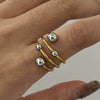 Stainless Steel Geometric Spherical Multi Layer Opening Ring Electroplated