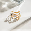 Stainless Steel Geometric Spherical Multi Layer Opening Ring Electroplated