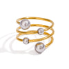 Stainless Steel Geometric Spherical Multi Layer Opening Ring Electroplated