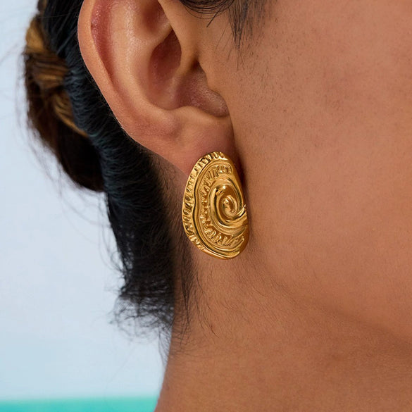 Stainless Steel Geometric Spiral Electroplated Women's Earrings