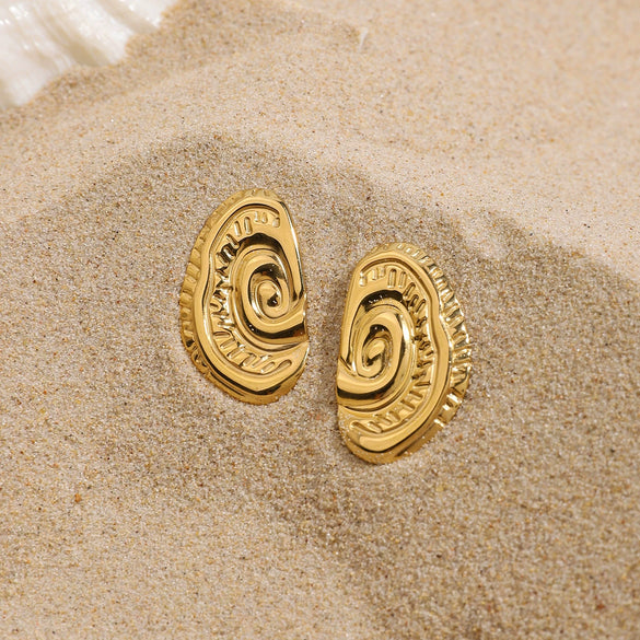 Stainless Steel Geometric Spiral Electroplated Women's Earrings