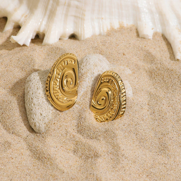 Stainless Steel Geometric Spiral Electroplated Women's Earrings