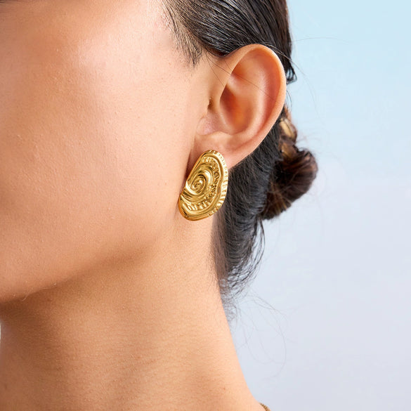 Stainless Steel Geometric Spiral Electroplated Women's Earrings