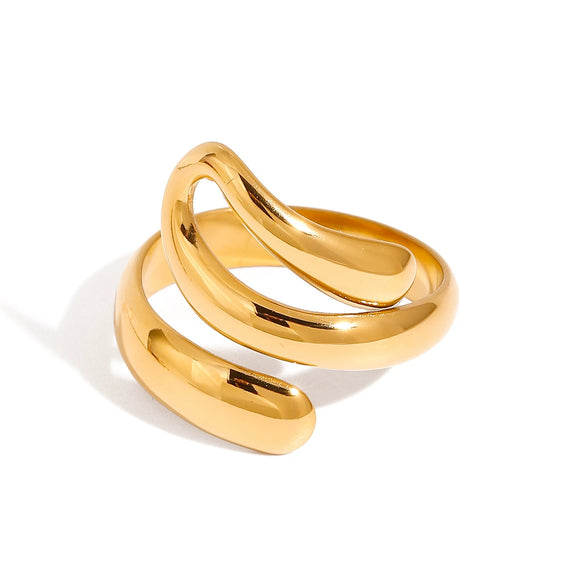 Stainless Steel Geometric Spiral Twisted Open Electroplated Minimalist Allmatch Women's Ring