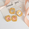 Stainless Steel Geometric Square Cat's Eye Earrings With Electroplating Treatment For Women