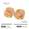 Stainless Steel Geometric Square Cat's Eye Earrings With Electroplating Treatment For Women