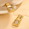 Stainless Steel Geometric Square Earrings Vacuum Electroplated 18K Gold Highend Design For Women